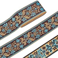 CHGCRAFT 5.47Yards 2.4Inch Wide Jacquard Ribbon Vintage Jacquard Ribbon Ethnic Style Jacquard Polyester Ribbons Embroidery Lace Trim Ribbon for DIY Wedding Sewing Dress Clothing Decor，Coconut Brown
