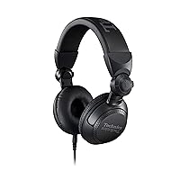 Technics Professional DJ Headphones with 40mm CCAW Voice Coil Drivers, 270° Swivel Housing and Locking Detachable Cord; Lightweight, Foldable High Input - EAH-DJ1200 (Black)