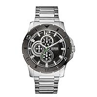 Guess Men's Stainless Steel Date Steel Bracelet Mineral Glass Watch W11617G1