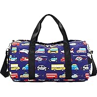 CAMTOP Kids Duffel Overnight Bag for Boys and Girls Carry-On Size Tote for Travel Duffle Gym Sport (Car Plane-Dark Blue)