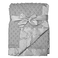 American Baby Company Heavenly Soft Chenille Receiving Blanket, 2-Layer Design with Minky Dot & Silky Satin, Gray, 30
