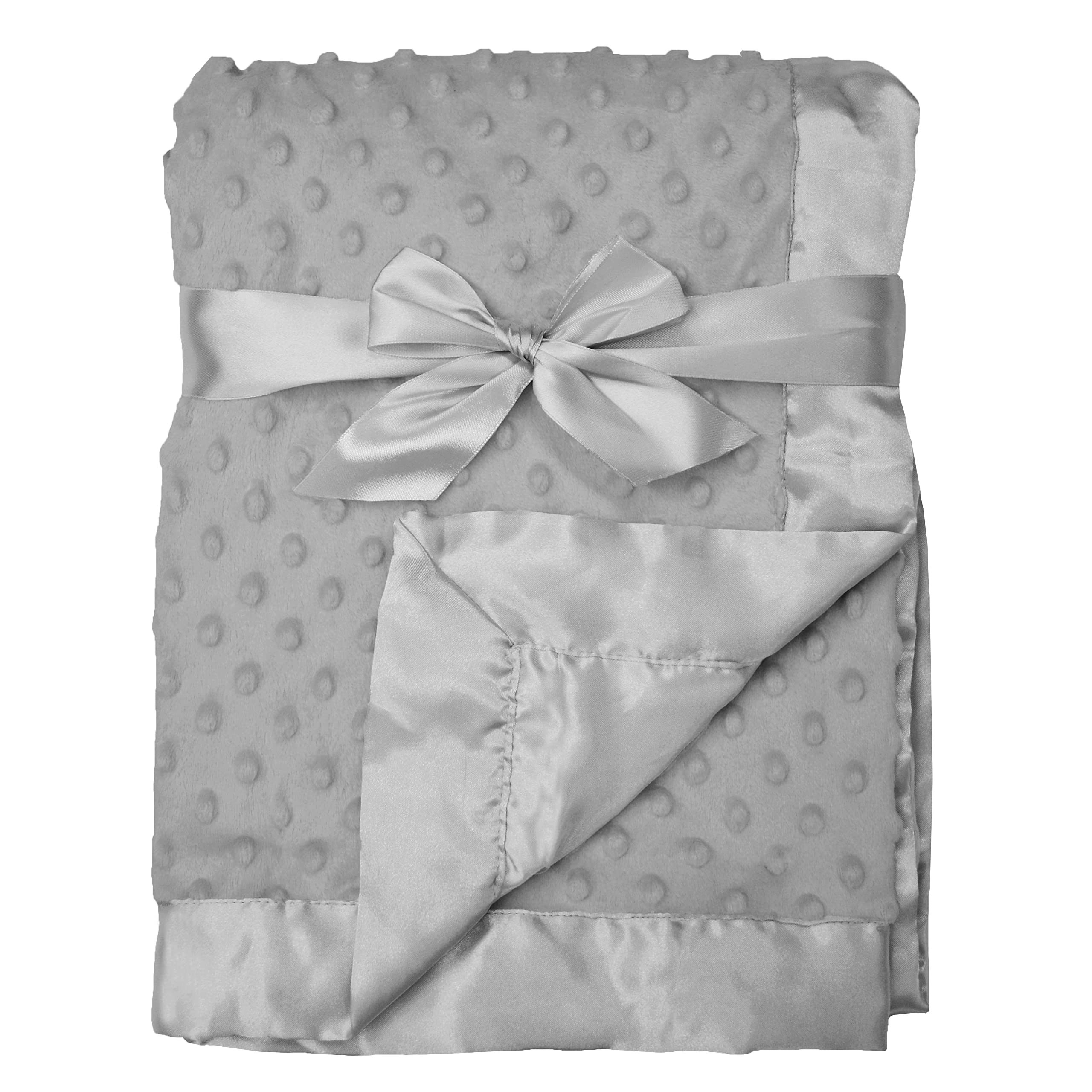 American Baby Company Heavenly Soft Chenille Minky Dot Receiving Blanket with Silky Satin Backing, Gray, 30