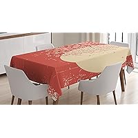 Ambesonne Spring Tablecloth, Cherry Blossom Sakura Tree Branches on Moon Japanese Style Illustration, Dining Room Kitchen Rectangular Table Cover, 52