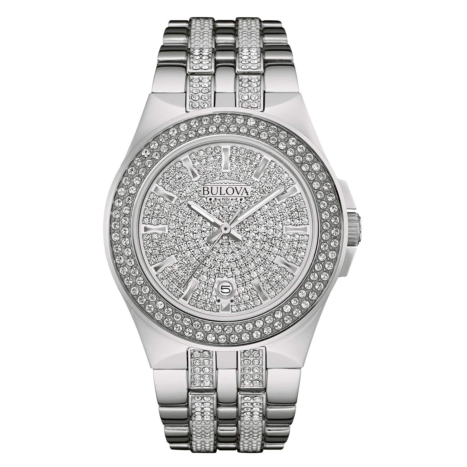 Bulova Men's Crystals Stainless Steel 3-Hand Quartz Watch Style: 96B235