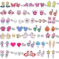 33 Pairs Hypoallergenic Stud Earrings Set for Girls Sensitive Ears With Stainless Steel Post in Vivid Colors and Multi-styles