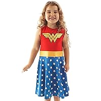 DC Comics Wonder Woman Dress Cosplay Girls Kids Red OR Blue Dress Up Outfit