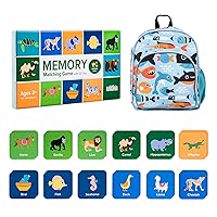 Wildkin 12-inch Backpack and Memory Matching Game Animals (36 pc) Bundle: Boost Memory Educational Card, and Comfortable Kids Backpack (Big Fish)