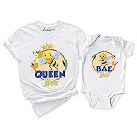 TEEAMORE Queen Bee Bae Bee Shirt Mommy and Me Hive Beekeeper Matching Mom Kids T-Shirt Gift