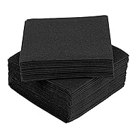 Restaurantware Luxenap 9.5 X 9.5 Inch Linen-Feel Cocktail Napkins 1600 Paper Napkins - ¼ Fold Air-Laid Black Paper Table Napkins Disposable For Kitchens And Tables