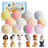 JOYIN Bath Bombs with Cute Dogs Figures for Kids, 12 Packs Bubble Bath Bombs with Surprise Inside, Natural Essential Oil SPA Bath Fizzies Set, Party Favors for Boys Girls Birthday Gifts