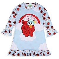 INTIMO Sesame Street Girls' Sweet Dreams Elmo Rainbow Sleep Pajama Dress Nightgown