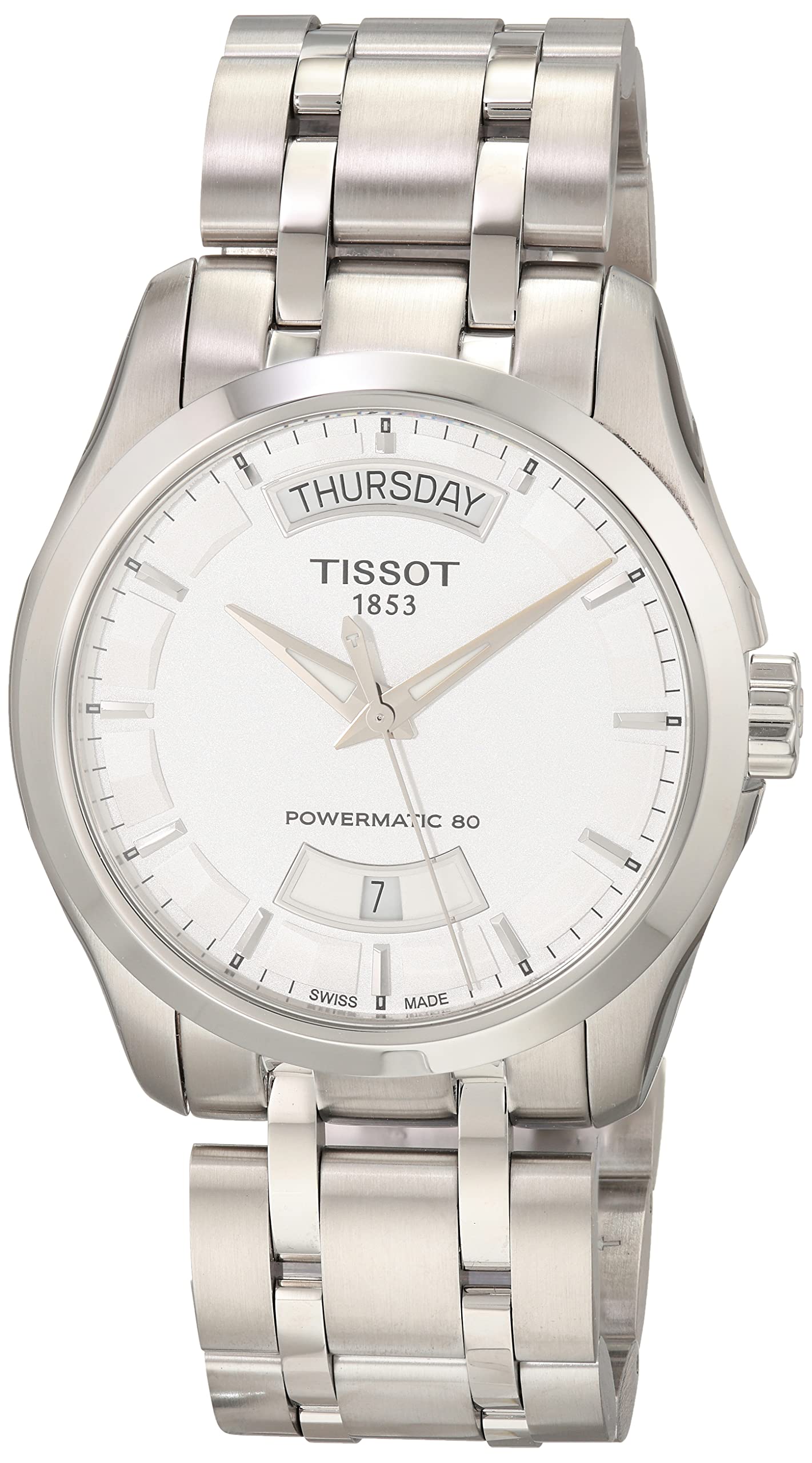 Tissot Mens Couturier 316L Stainless Steel case Swiss Automatic Watch, Grey, Stainless Steel, 22 (T0354071103101)
