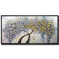 V-inspire Art,24x48 Inch Modern 3D Hand Painted Lucky Tree Frame Oil Paintings Acrylic Painted Wood Frame Abstract Canvas Wall Art Decor for Living Room Bedroom Dining Room Home Walls
