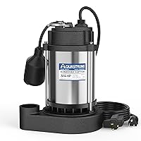 AQUASTRONG 3/4 HP Sump Pump Submersible, 4890 GPH Stainless Steel and Cast Iron Sump Pump, Automatic Float Switch with Piggy-back Plug,1-1/2