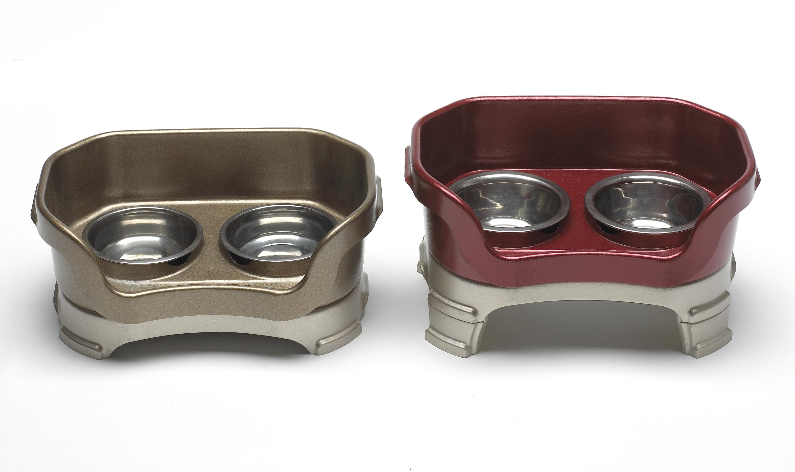 Neater Feeder Deluxe Medium Dog (Cranberry) - The Mess Proof Elevated Bowls No Slip Non Tip Double Diner Stainless Steel Food Dish with Stand