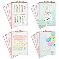 Hallmark Birthday Cards Assortment, 16 Cards with Envelopes (Cake, Candles, Balloons)