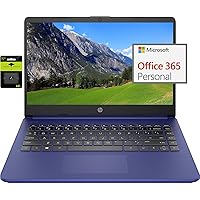 HP 14 Laptop for Student and Business Stream Ultral Light, Intel Quad-Core Processor, 16GB RAM, 128GB Storage(64GB eMMC+64GB Ghost Manta SD), 1-Year Office 365, Webcam, Long Battery Life, Win11