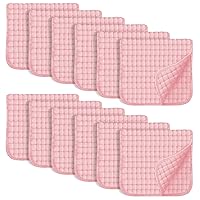SWEET DOLPHIN 12 Pack Muslin Burp Cloths Large 100% Cotton Hand Washcloths for Baby - Baby Essentials Extra Absorbent and Soft Boys & Girls Milk Spit Up Rags for Newborn Registry - Pink, 20