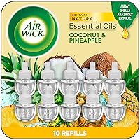 Air Wick Plug in Scented Oil Refill, 10ct, Coconut & Pineapple, Air Freshener, Essential Oils, Eco Friendly