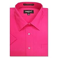 Mens Short Sleeve Solid Color Dress Shirts