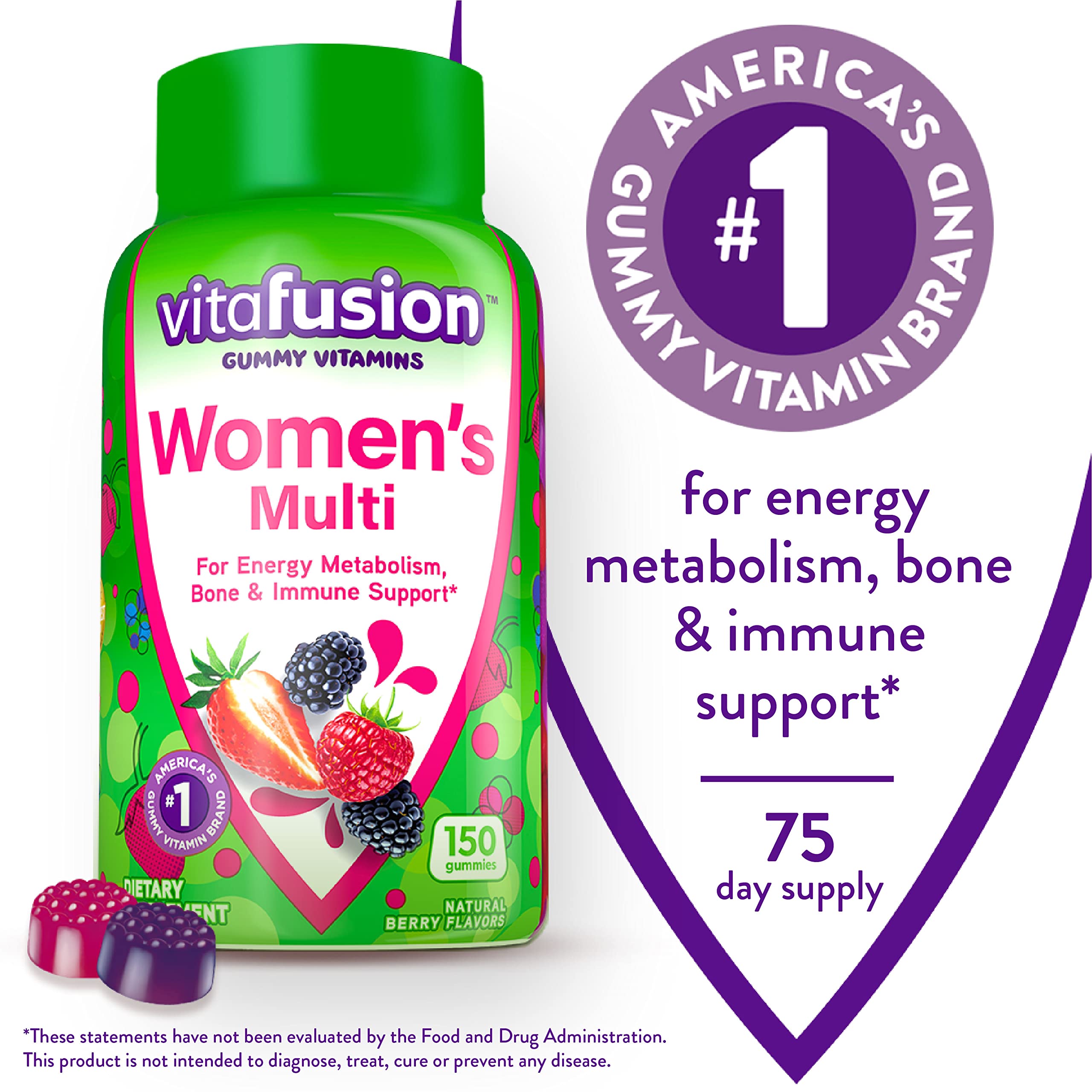 Viactiv Calcium +Vitamin D3 Supplement Soft Chews, Caramel & Vitafusion Womens Multivitamin Gummies