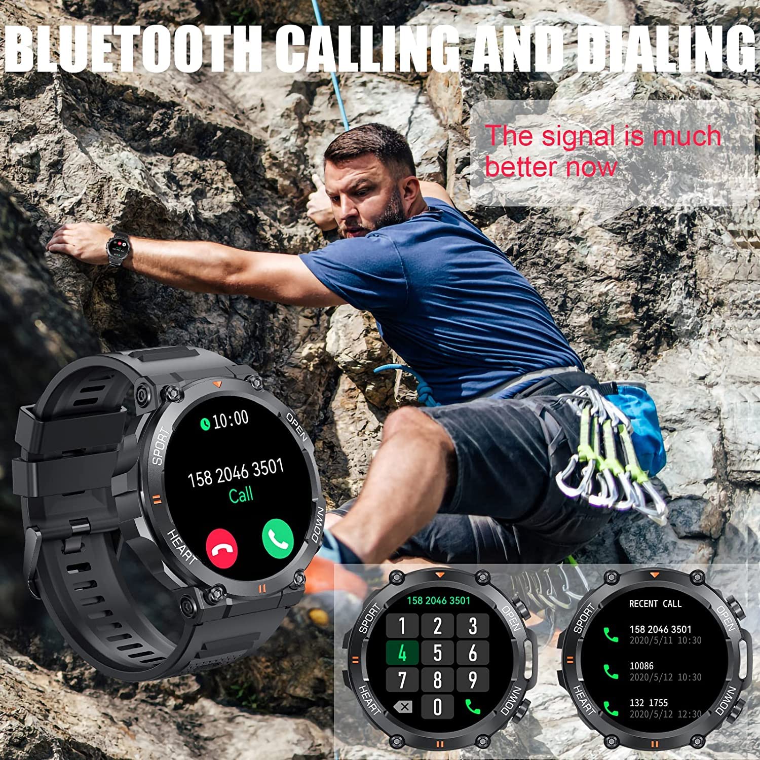 Spiffy The Smart Watch for Men Military Rugged Smartwatch with Sports Modes, Health Monitors, Calculator, Games Bluetooth Calling Watch