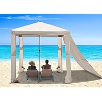 Beach Cabana, 6.2' x 6' Portable Beach Canopy with Side Wall, 4 Adjustable Height, UPF 50+ UV Protection, Easy to Set Up Cool Beach Cabana Tent, Waterproof Beach Shelter for Outdoor Patio