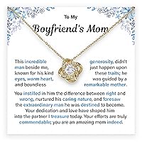 To My Boyfriend's Mother Gift For Mother's Day And Birthday Present For Mom, Love Knot Jewelry Gifts From Girlfriend, Bf's Mom Necklace With Amazing Message Card And Elegant Gift Box For Necklace