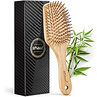 Bamboo Paddle Hairbrush with Bamboo Bristles for Massaging Scalp