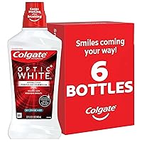 Colgate Optic White Whitening Mouthwash with Hydrogen Peroxide, Alcohol Free, Icy Fresh Mint - 32 fluid ounces (6 Pack)