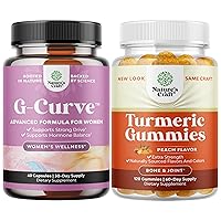 Bundle of G-Curve Breast and Butt Enhancer Pills May Support Voluptuous Curves and Turmeric Gummies for Adults Peach Flavor - Extra Strength Joint Support Gummies with Turmeric Curcumin