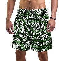 Swim Trunks Green Snakeskin Elastic Swimsuit Board Shorts Beach Shorts with Pockets for Men