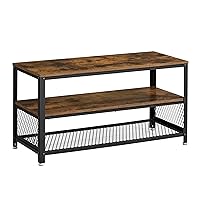 VASAGLE BRYCE TV Stand for TVs up to 43 Inches, Storage Console with Metal Shelf, Easy Assembly and Sturdy Design, Adjustable Feet, 39.4 x 15.7 x 20.3 Inches, Industrial, Rustic Brown ULTV40BX