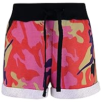 Kids Girls Shorts Fleece Camouflage Tartan Dance Gym Summer Hot Short Pants 5-13
