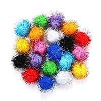 1.8'' Assorted Color Sparkle Balls, Tinsel Pom Poms Puff Balls Glitter for Cat Kittens Toys DIY Christmas, 20 Pcs