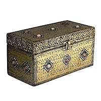 NOVICA Repousse Brass Jewelry Box, Metallic 'Mughal Treasure Chest'