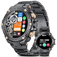 LIGE Men's Smartwatch with Phone Function, 1.5 Inch IPS Touch Screen, 123 Sports Modes, 24 Hours Blood Pressure, Heart Rate Monitor, Blood Pressure, Pedometer Men Smart Watch for iOS Android, Black