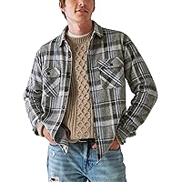 Lucky Brand Mens Plaid Brushed Knit Long Sleeve Shirt