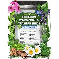Medicinal and Tea Herb Seeds Collection - Over 4,500 Heirloom and Non GMO Garden Seeds for Planting Indoor, Outdoor & Hydroponic - Includes Basil, Lemon Balm, Chamomile, Lavender, and More