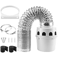 [Upgraded]AMI PARTS TDIDVKZW Indoor Dryer Vent Kit with 4-Inch by 5-Foot Proflex Duct, White, 4 Inch