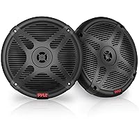 Pyle 6.5 Inch Dual Marine Speakers - Waterproof and Bluetooth Compatible 2-Way Coaxial Range Amplified Audio Stereo Sound System with Wireless RF Streaming and 600 Watt Power-1 Pair-PLMRF65MB (Black)