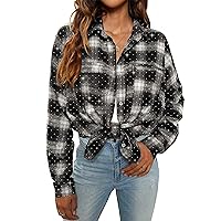 Blooming Jelly Womens Plaid Blouses Collared Long Sleeve Button Down Tops Business Casual Shirt Jacket