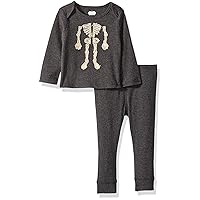 Mud Pie Baby Boys Halloween Skeleton 2 Piece Long Sleeve Playwear Set, Gray, 6-9 Months