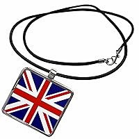 InspirationzStore Flags - British Flag - red white blue Union Jack Great Britain United Kingdom UK England English souvenir GB - Necklace With Rectangle Pendant (ncl_159852)
