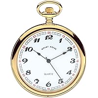I LUV LTD Open Face Pocket Watch Gold Plated Quartz Movement with Chain - Presentation Box