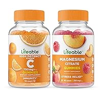 Lifeable Vitamin C 750mg + Magnesium 85mg, Gummies Bundle - Great Tasting, Vitamin Supplement, Gluten Free, GMO Free, Chewable Gummy