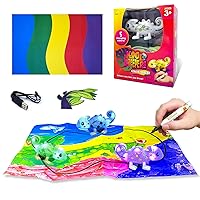 Kool Kreepers - Color Tracer Chameleon. Inductive STEAM Toy for 3+ Year Old Girls & Boys. Follow Line + 5 LED Changing Colors/Sounds Lizard Toy for Kids