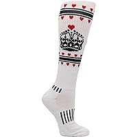 White with Black Queen of Hearts Fitness Performance Knee-High Socks