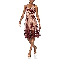Dress the Population Women's Audrey Plunging Neckline Fit and Flare Midi Dress