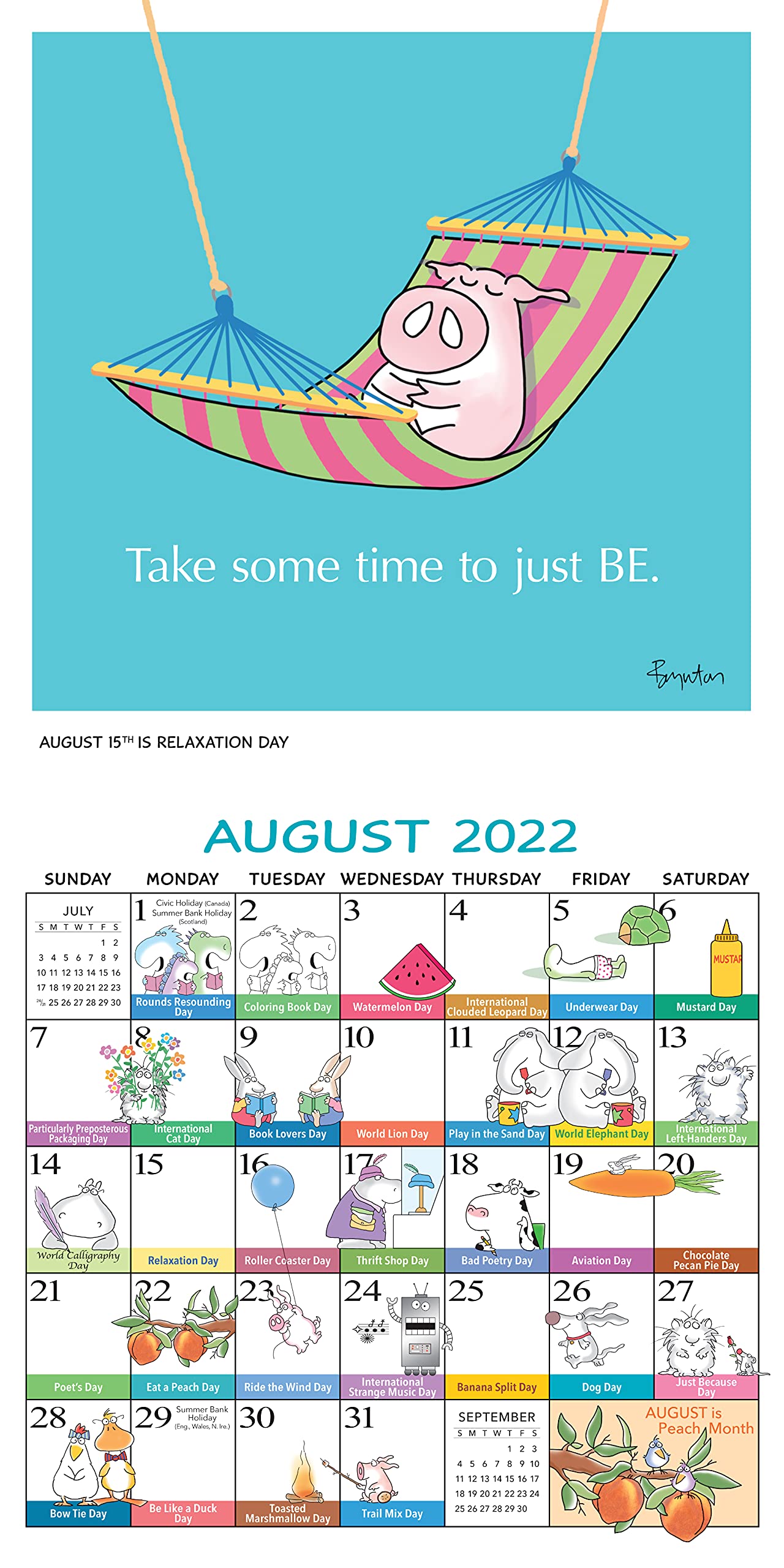 Sandra Boynton's Every Day's a Fabulous Holiday 2022 Wall Calendar